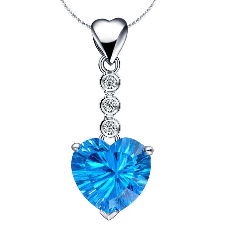 喜钻 K白金 现货7克拉托帕石镶天然钻石吊坠项