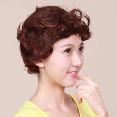 娇滴假发短卷发女士高温丝蓬松时尚帅气短发卷发日系修脸 假发套 s-00