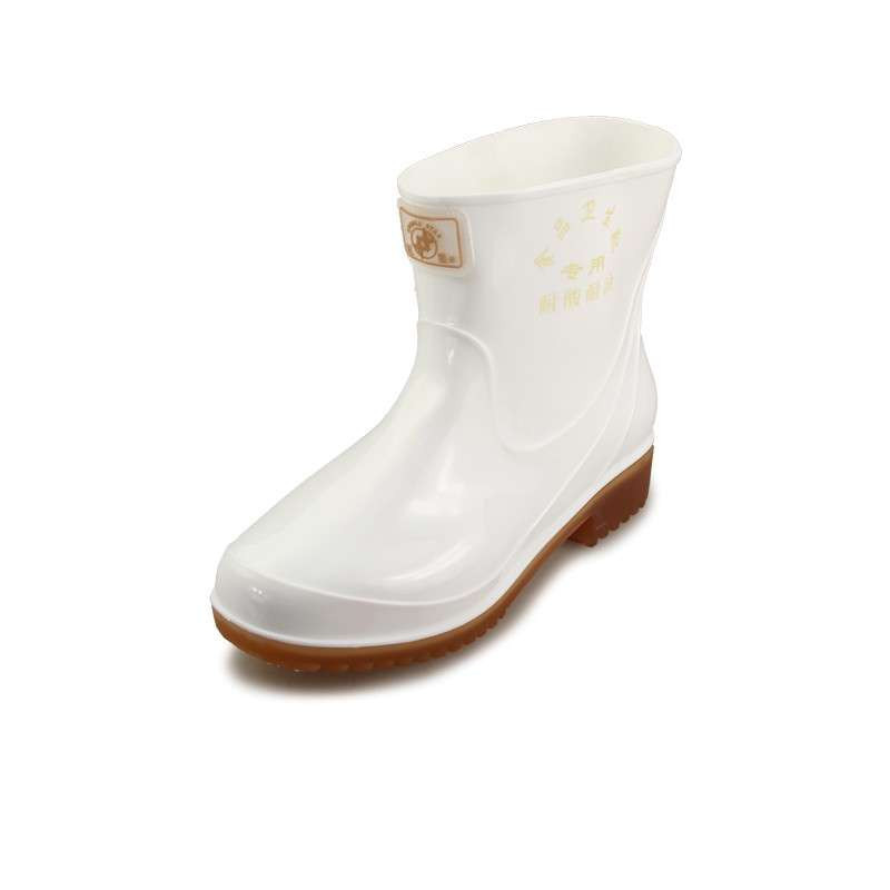 DOUBLESTAR双星DSA265 双星女士半筒水鞋白色女款卫生食品靴PVC防水雨鞋中筒 白色女 39码/245