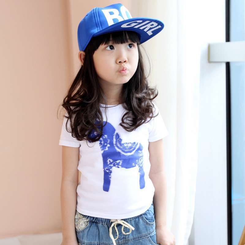 童装 夏装新品2014 卡通男童女童 韩版 儿童短袖T恤 12040 蓝色 100码（不代表身高