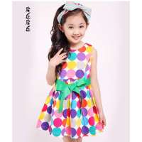 皮丘皮丘童装2015新款儿童连衣裙彩色圆点纯