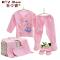 奥中宝婴儿衣服纯棉0-3个月新生儿内衣五件套全棉和尚服 纯色8088 粉色 均码