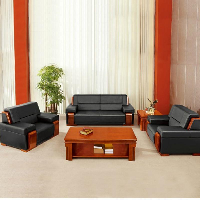 好环境家具办公沙发商务沙发接待休闲沙发黑色真皮沙发西皮沙发组合 真皮组合