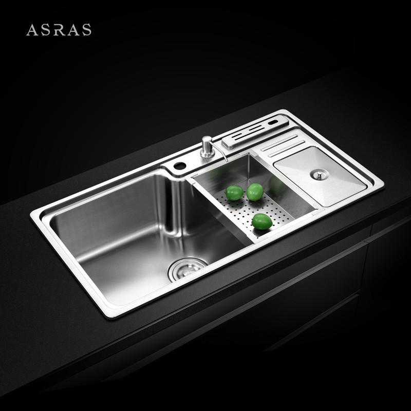 ASRAS阿萨斯 多功能厨房304不锈钢水槽单槽