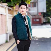<em>男生</em>无袖棉<em>马甲立领</em>开衫外套哈伦羊羔绒棉背心