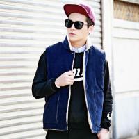 <em>男生</em>无袖棉<em>马甲立领</em>开衫外套哈伦羊羔绒棉背心