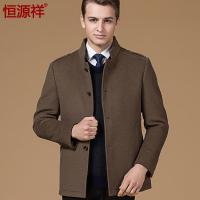 恒源祥男士羊毛大衣 秋冬装中年男士立领毛呢