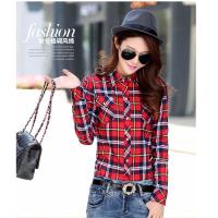 2014冬季新款加绒衬衫女长袖韩版修身格子衬