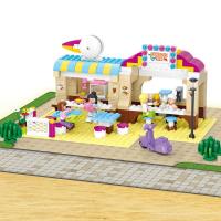 小鲁班 开心<em>小镇</em>拼装积木 <em>女生版</em>粉色梦想拼插