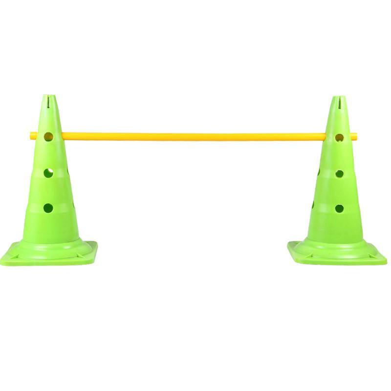 骐骏标志桶足球训练器材路标路障训练锥标志筒标志碟篮球标志桶障碍物 2个绿色标识桶+1米横杆