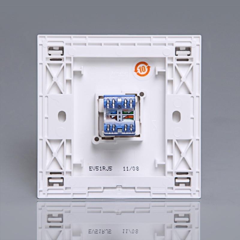 施耐德电气 如意系列雅白色 单联电脑插座面板 电脑信息插座ev51rj5