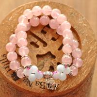 哒魔石 天然水晶马达加斯加粉晶手链招桃花银