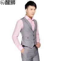醒狮西装领<em>马甲</em>男士西服<em>马夹2015男装韩版</em>男