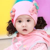 韩国儿童婴儿假发帽子0-1-3岁春秋季新款小孩