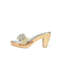 Miu Miu 缪缪 女士真皮镶珠超高跟凉拖5Z9798