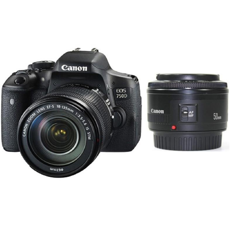 佳能（Canon） EOS 750D 单反双头套机（EF-S 18-135mm f/3.5-5.6 IS STM+EF 50mm f/1.8 STM 镜头）+包+卡+清洁套装+读卡器+UV滤镜