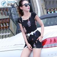 舒雪儿2015夏装新款<em>女士</em>欧洲站印花<em>棉麻套装</em>