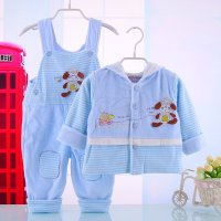 2015男宝宝冬季新款套装上衣加背带裤 男童冬