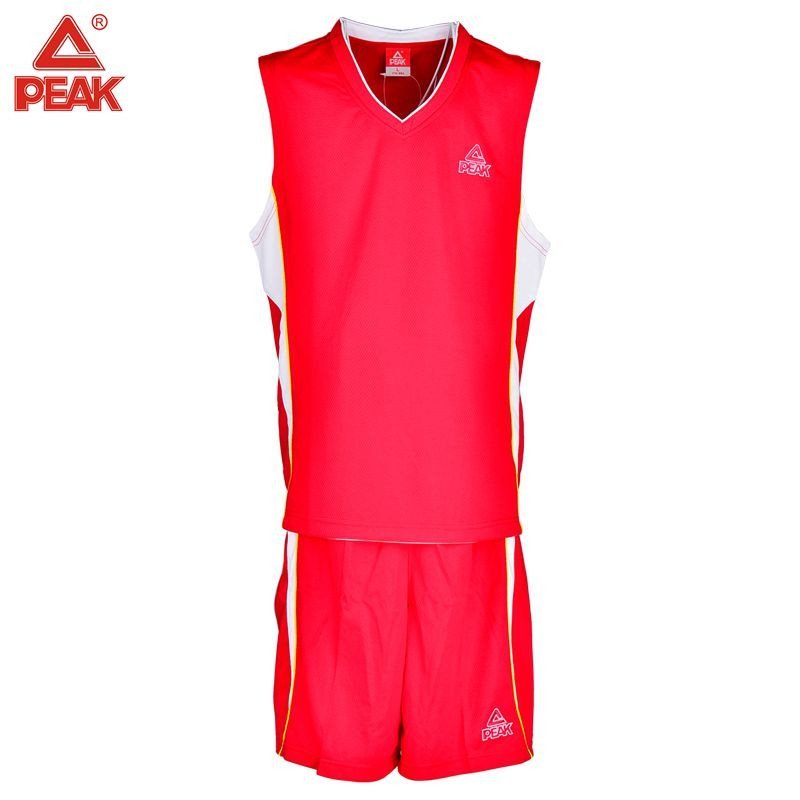 匹克篮球服套装男夏季比赛训练服球衣队服透气运动服印号 F733001 大红/大白 5XL
