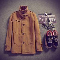 丹杰仕 男士薄款短风衣4色入长袖外套灰底日系