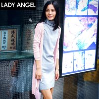 Ladyangel<em>2015</em>新款长袖中长款<em>薄针织开衫</em>女秋