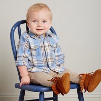 维贝拉童装新款男童宝宝秋装苏格兰格子衬衫D