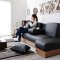 奥古拉 日式简约时尚多功能小户型沙发床 折叠沙发床 双人皮艺沙发床组合 客厅两用沙发 225PU PU皮-黑色