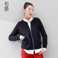 初语2015秋季新款 <em>文艺</em>大码女装纯色<em>针织</em>衫宽
