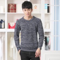 套头男士加厚毛衣日系复古纯色针织衫棒织粗针
