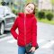 米纱2015冬季新款韩版时尚清新修身短款立领连帽羽绒棉服外套8603 L 红色