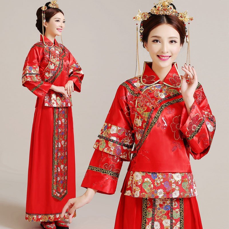 礼服秀和服古装新娘嫁衣中式婚礼敬酒服结婚旗