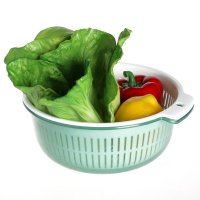 兴双层洗菜的塑料金属双层果盘正品滴水篮滤g5309w篮子壳图片