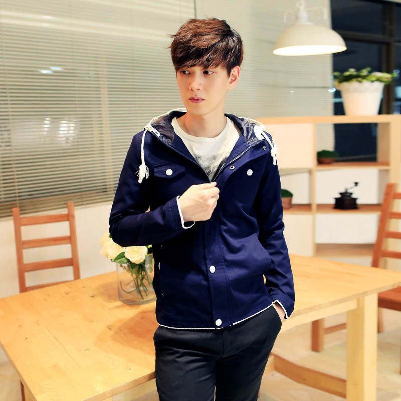 【UYUK系列】UYUK青年连帽上衣男纯色夹克