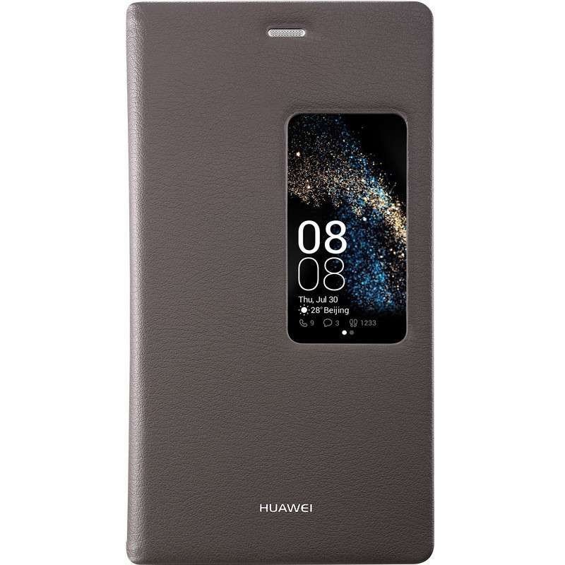 华为（HUAWEI）P8原装正品手机套手机壳 P8智能开窗皮套手机保护套 棕色