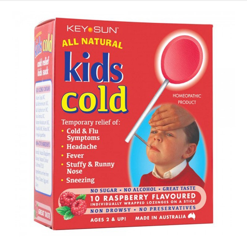 All Natural 儿童感冒棒棒糖 红莓味 10支装 缓解