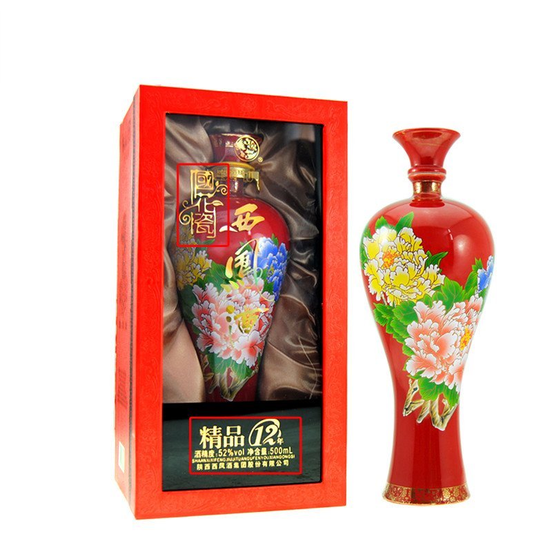 【中华特色馆】凤翔馆西凤酒52度国花瓷12年精品十二年500ml凤香型