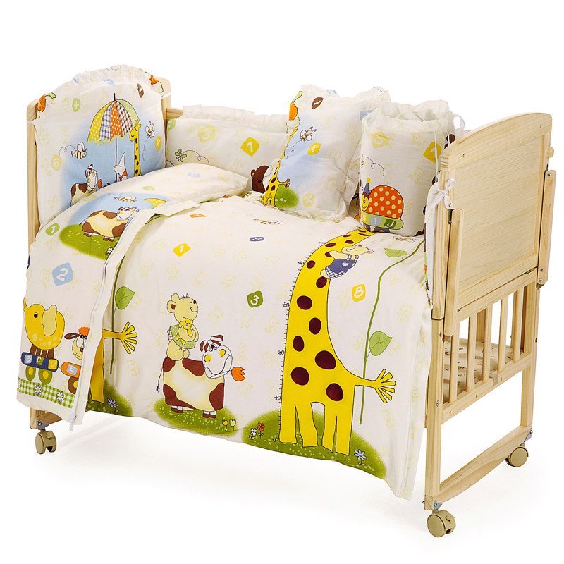 贝乐乐实木无漆双层婴儿床 好孩子必备床104cm×61cm 标配+五件套+床垫 快乐旅行