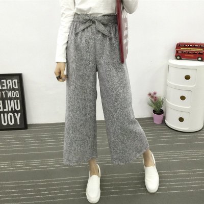 2016春夏新款女裤韩国东大门棉麻七分阔腿裤