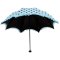 天堂伞 UPF50+黑胶丝印黑圆点拼双层蕾丝花边三折蘑菇晴雨伞太阳伞 30046ELCJ