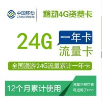 中国移动 全国漫游移动4G上网卡24G包年卡 流