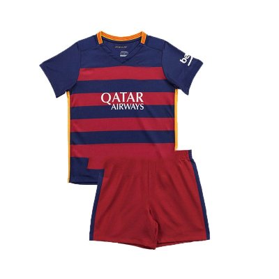 15-16巴塞罗那童装儿童透气短款足球服套装1