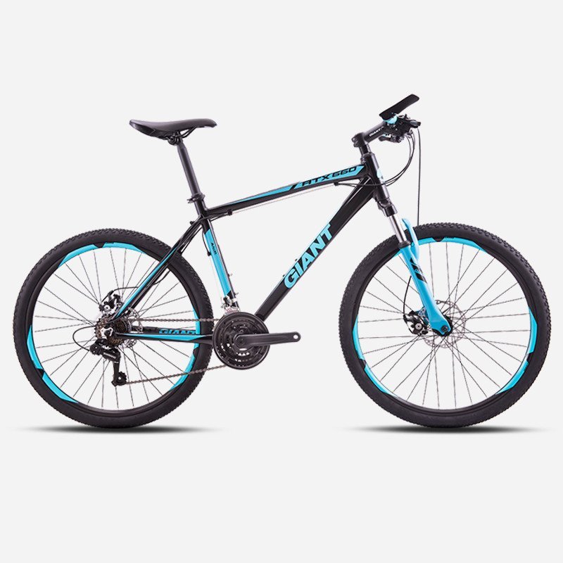 捷安特山地自行车 2017款 ATX660 21速碟刹 shimano变速 铝合金自行车山地车 亮黑（蓝色）M号（26*19）