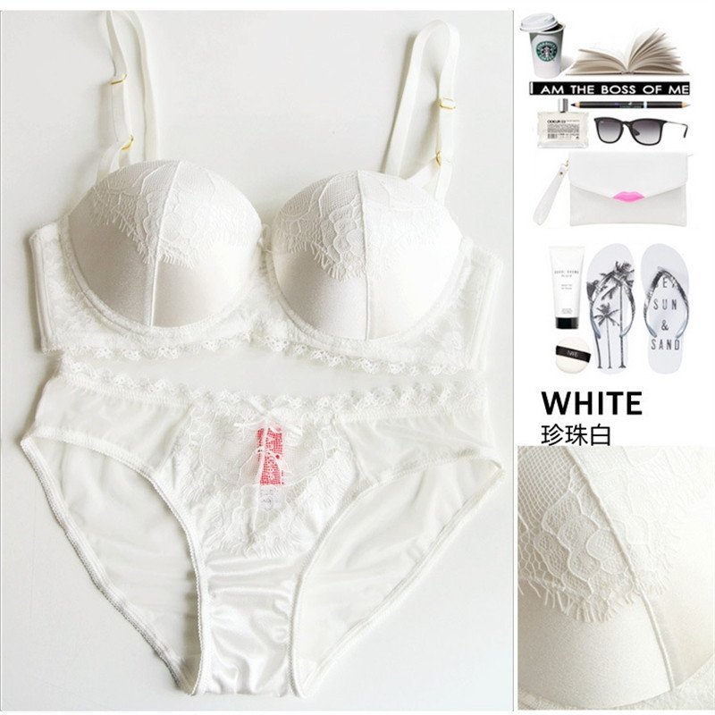 慕姿媛 女士文胸套装正品牌 少女聚拢胸罩性感奶罩 黑色调整型内衣