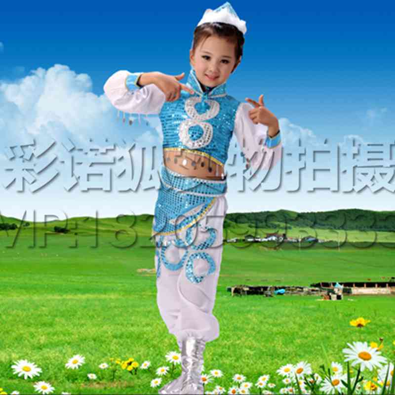 【蔓睫系列】蒙古舞服装女童演出裙民族舞蹈演