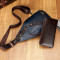费迪卡保罗时尚男士胸包真皮包休闲包单肩斜挎包旅行包手机包大容量小包腰包送钱包 棕色