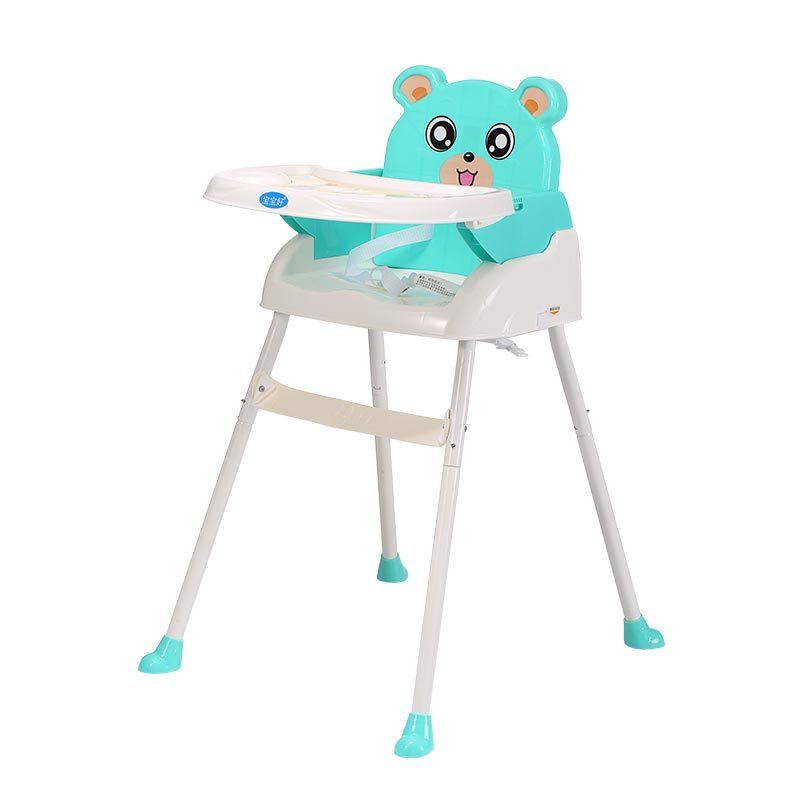 宝宝好218新款儿童餐椅 可调档折叠宝宝吃饭餐椅 小孩便携式餐椅 绿色