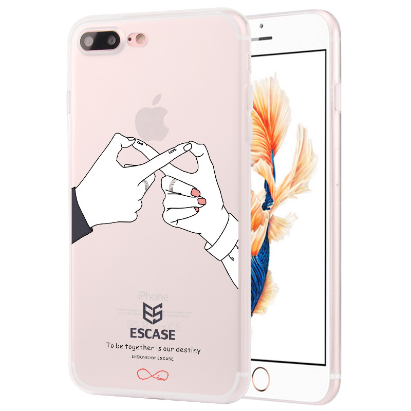 ESCASE苹果8Plus/7Plus插画浮雕手机套玻璃膜套装(赠品） 心系一生