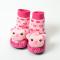 宝宝地板袜婴儿男女童布底皮边加厚毛圈秋冬学步鞋 防滑公仔袜 12cm(3-12个月) 粉色小熊