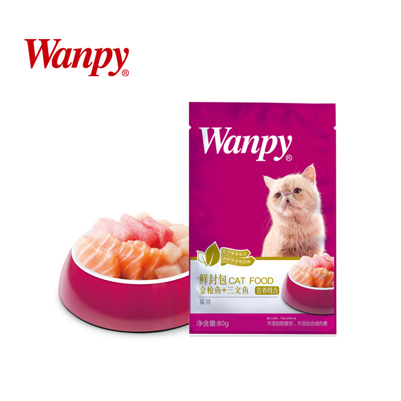 顽皮(Wanpy)猫用（活力营养）金枪鱼+三文鱼鲜封包80g