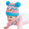 贝迪牛+秋冬宝宝套头帽保暖帽婴儿毛线帽围巾套装 0-12个月左右 粉色Look双球帽+围脖